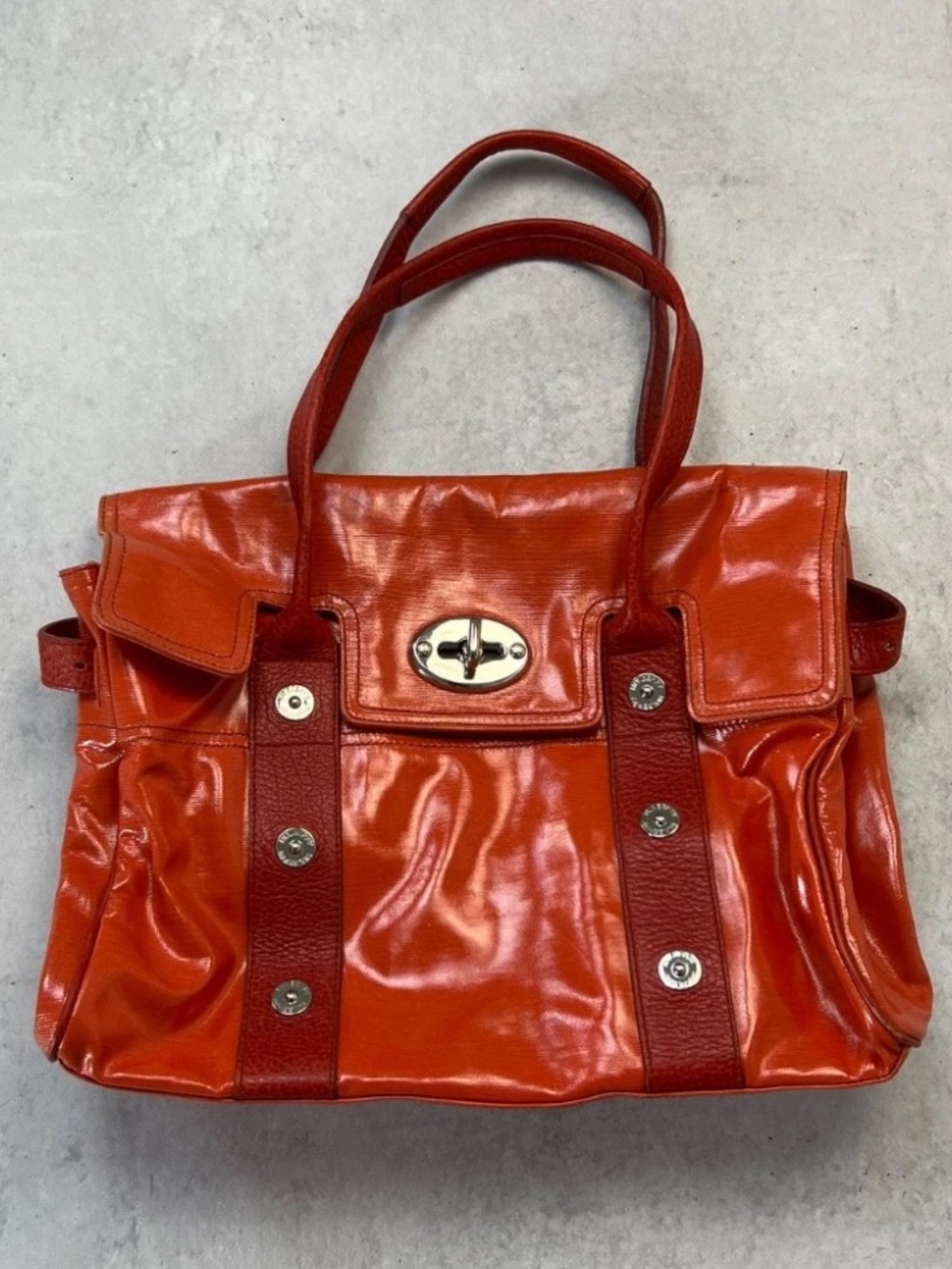 Mulberry Shiny Orange Patent Shoulder Tote